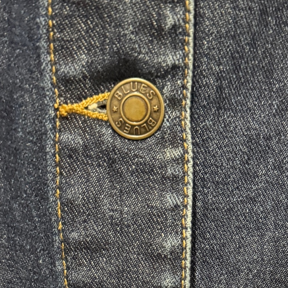 Vtg CAPISTRANO Blue Denim Studded Jean Jacket - Button Front Pockets Size 20 - Picture 4 of 6
